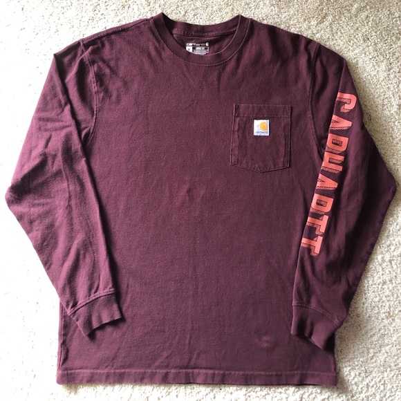 Carhartt Other - Men’s Carhartt Maroon Long Sleeve Cotton Tee Logo Loose Fit ‘True to This’